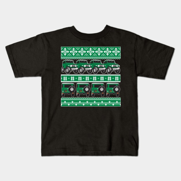 FJ40 Christmas Sweater in Green Kids T-Shirt by Bulloch Speed Shop